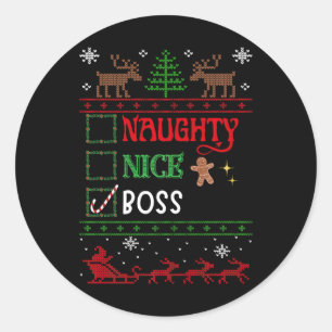 Funny Xmas Nice Naughty List Weihnachtsboss Runder Aufkleber