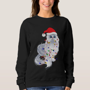 Funny Xmas Persian Cat Christmas Lights Santa Clau Sweatshirt