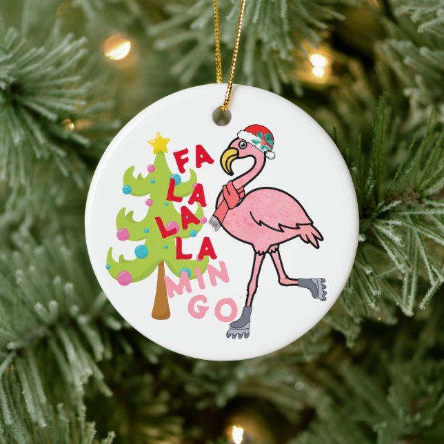 Funny Xmas Pink Flamingo Weihnachts Spaß Ornament (Baum)