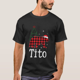 Funny Xmas Red Kariert Tito Bär Ugly Christmas Swe T-Shirt