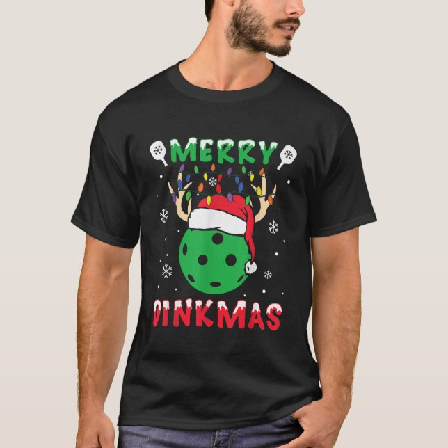 Funny Xmas Reindeer Santa Merry Pickleball Christm T-Shirt (Vorderseite)