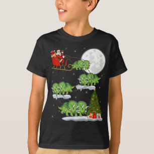 Funny Xmas Tree Santa Riding Triceratops Dinosaur T-Shirt
