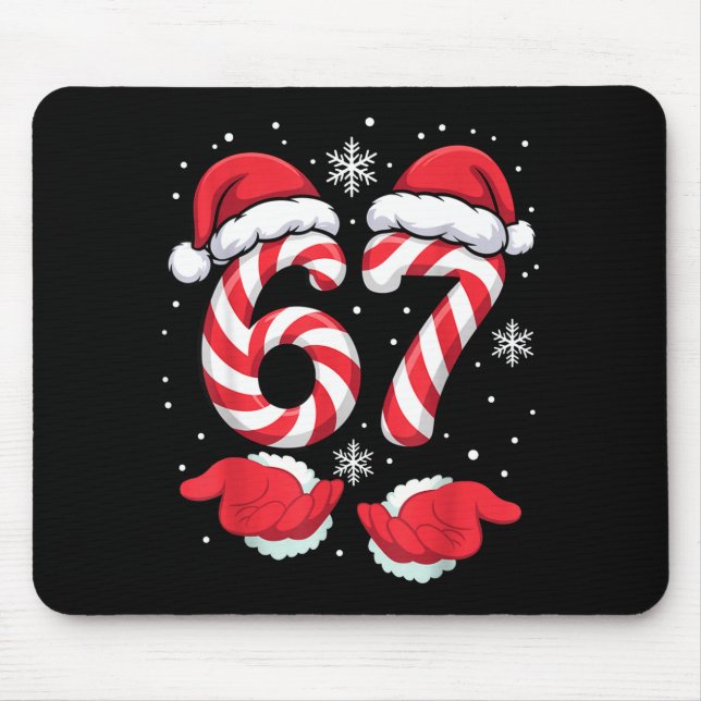 Funny Xmas Viral 67 Candy Canes Santa Funny Holida Mousepad (Vorne)
