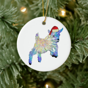 Funny Xmas Weihnachtsmann Weihnachtskind Tier Spaß Keramik Ornament