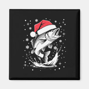 Funny Xmas Weihnachtsmannmütze Fischen Weihnachtsa Magnet