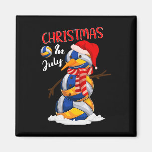 Funny Xmas Weihnachtsmannmütze Volleyball Schneema Magnet