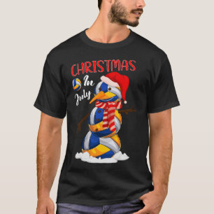 Funny Xmas Weihnachtsmannmütze Volleyball Schneema T-Shirt