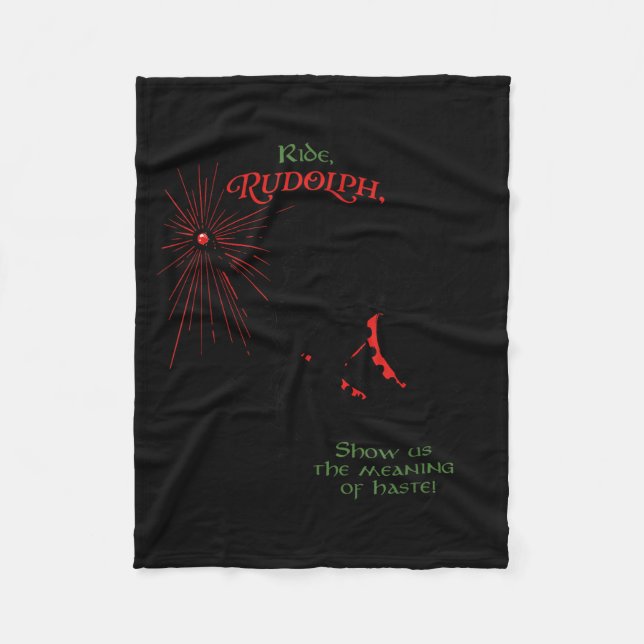 Funny Xmas Wizard Ride Rudolph Show Us The Meaning Fleecedecke (Vorderseite)