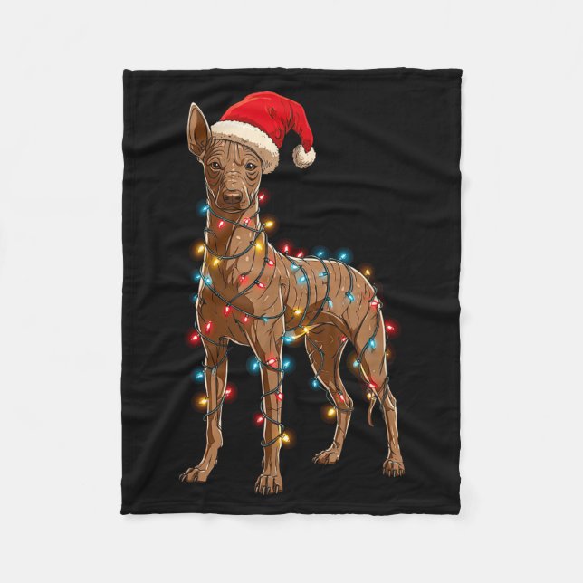 Funny Xoloitzcuintli Christmas Graphic Dog Lights  Fleecedecke (Vorderseite)