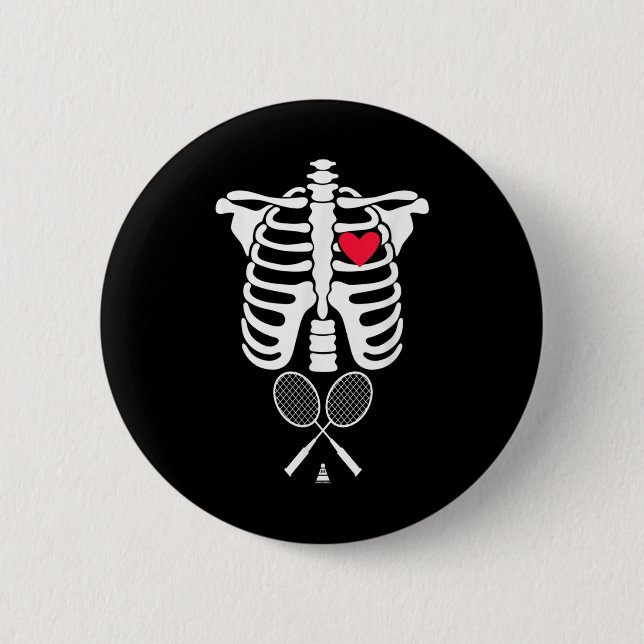 Funny Xray Halloween Kostüm Rib Cage Skeleton Bad Button (Vorderseite)