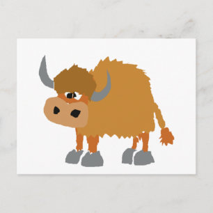 Funny Yak Primitive Art Design Postkarte