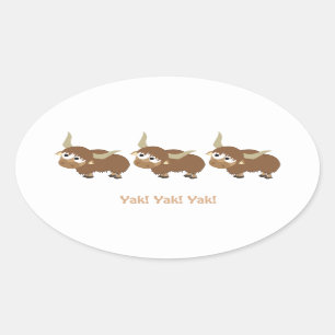 Funny Yak Yak Yak Yak Pub Niedlicher Cartoon Yaks Ovaler Aufkleber