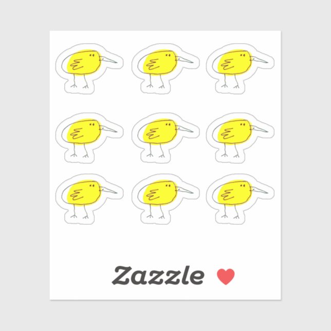 Funny Yellow Bird Doodle Custom-Cut Vinyl Stickers Aufkleber (Blatt)