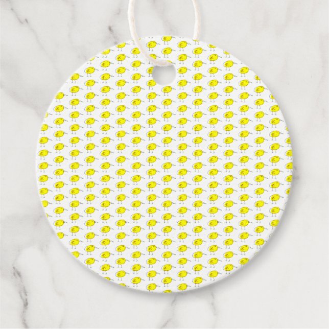 Funny Yellow Birds Doodle Geschenkanhänger (Vorderseite)