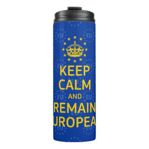Funny Yellow Blue Behielt Calm Crown Europe Art Thermosbecher