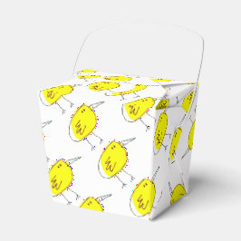 Funny Yellow Cartoon Birds Doodle Drawing  Geschenkschachtel