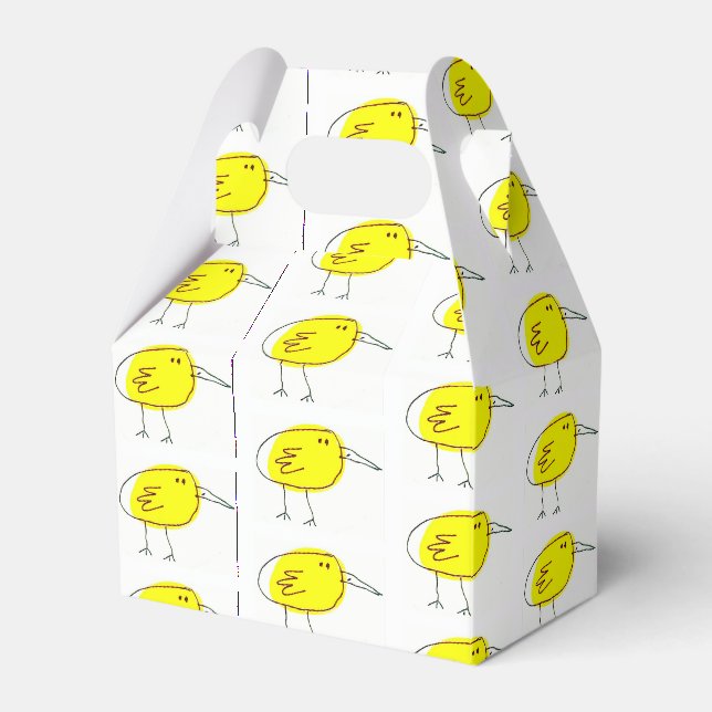 Funny Yellow Cartoon Birds Doodle Drawing  Geschenkschachtel (Vorderseite)