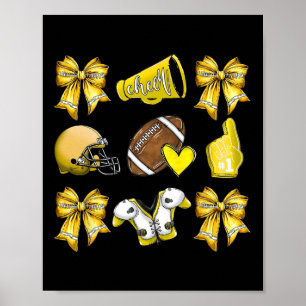 Funny Yellow Cheer Coquette Football Mama Women Gi Poster