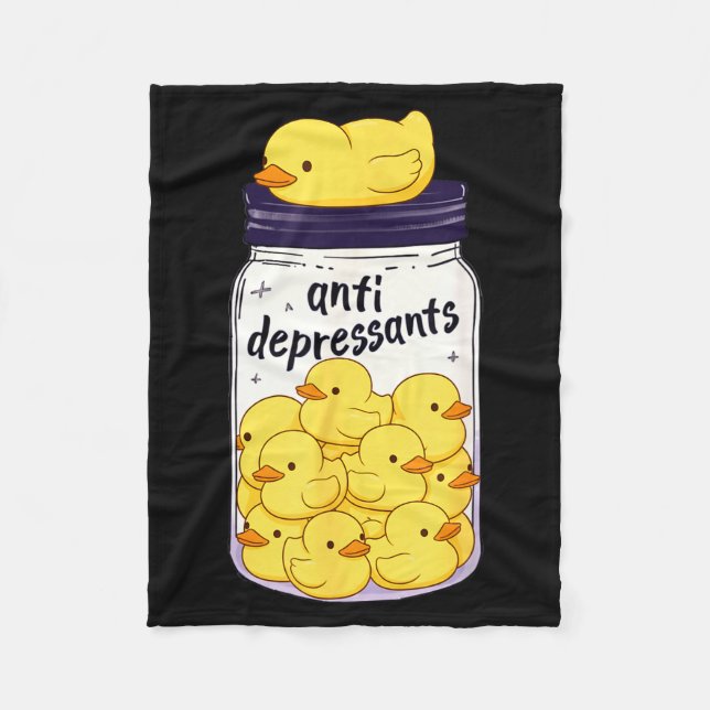 Funny Yellow Duck Anti Depressant Jar Zoo Boys Gir Fleecedecke (Vorderseite)