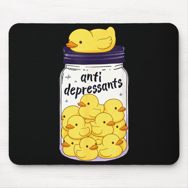 Funny Yellow Duck Anti Depressant Jar Zoo Boys Gir Mousepad (Vorne)