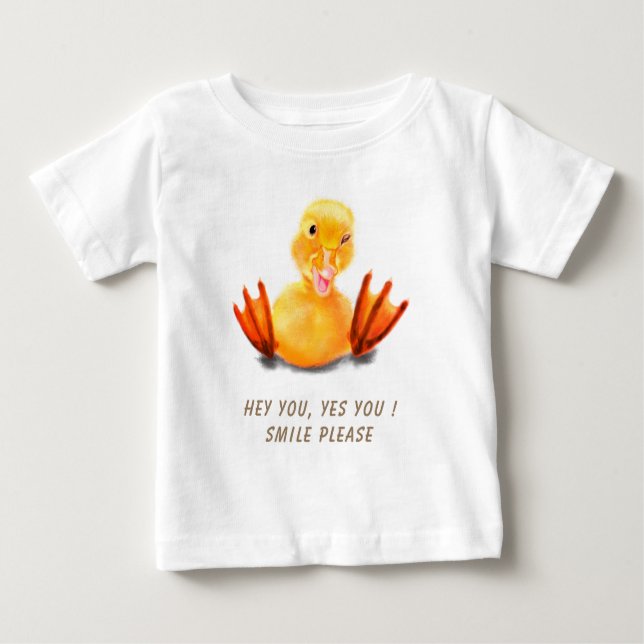 Funny Yellow Duck Baby T - Shirt - Custom Text (Vorderseite)