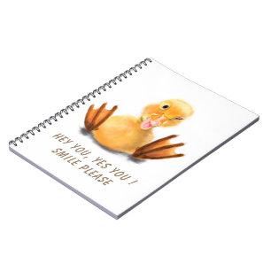 Funny Yellow Duck Playful Notebook Smile Cartoon Notizblock