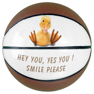 Funny Yellow Duck Playful Wink Happy Lächeln Cart Basketball