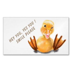 Funny Yellow Duck Playful Wink Happy Lächeln Cart Magnetische Visitenkarte