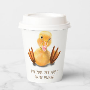 Funny Yellow Duck Playful Wink Happy Lächeln Cart Pappbecher