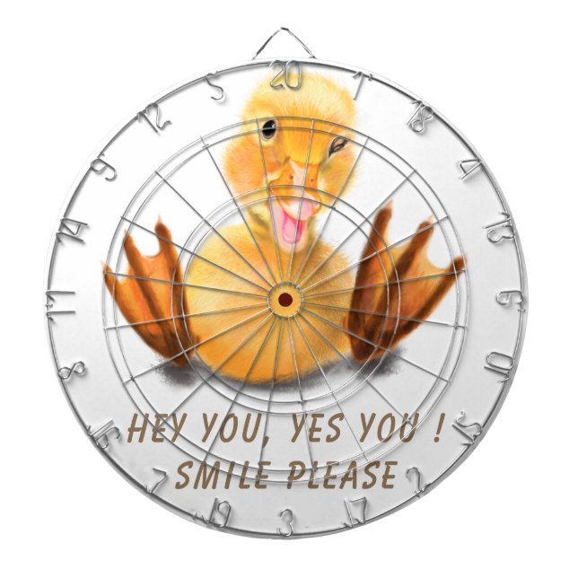 Funny Yellow Duck Playful Wink Happy Lächeln Carto Dartscheibe (vorne)