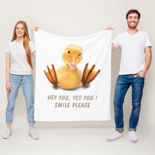 Funny Yellow Duck Playful Wink Happy Lächeln Carto Fleecedecke