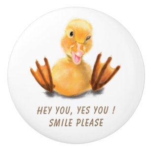 Funny Yellow Duck Playful Wink Happy Lächeln Carto Keramikknauf