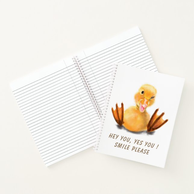 Funny Yellow Duck Playful Wink Happy Lächeln Carto Notizbuch (Innenseite)