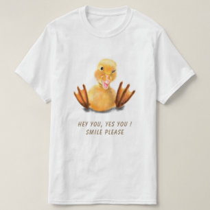 Funny Yellow Duck Playful Wink Happy Lächeln Carto T-Shirt