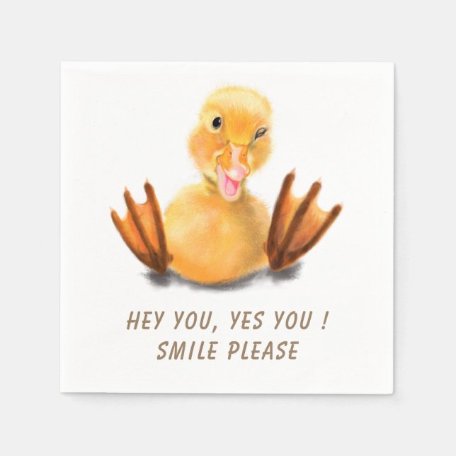 Funny Yellow Duck Playful Wink Smile - Benutzerdef Serviette (Vorderseite)