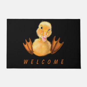 Funny Yellow Duck Playful Wink Smile - Willkommen  Fußmatte