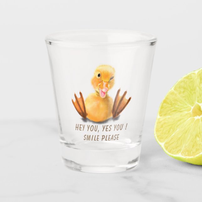 Funny Yellow Duck Shock Glass - Custom Text Schnapsglas (Vorderseite)