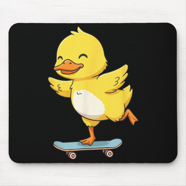 Funny Yellow Duck Skater Skateboard Ballerina Zoo  Mousepad (Vorne)