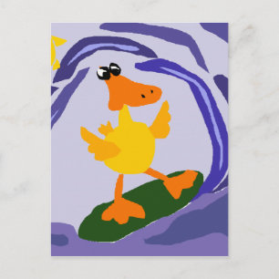 Funny Yellow Duck Surfer Typ Postkarte