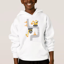 Funny Yellow Excavators Kids Machinery Design Hoodie