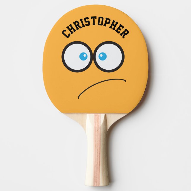 Funny Yellow Face Novelty Personalisierter Name Tischtennis Schläger (Vorderseite)