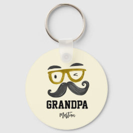 Funny Yellow Glass und Mustache Custom Opa Schlüsselanhänger