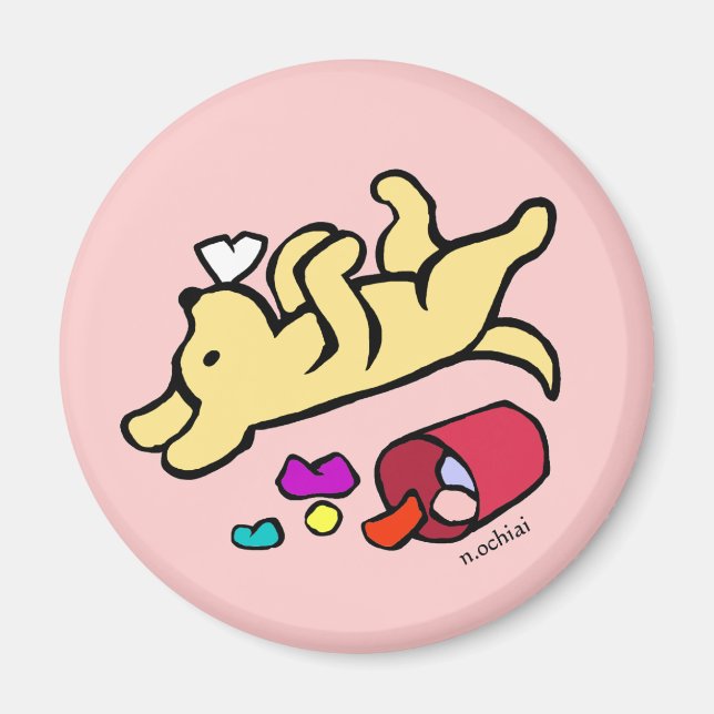 Funny Yellow Labrador Cartoon Magnet (Vorne)