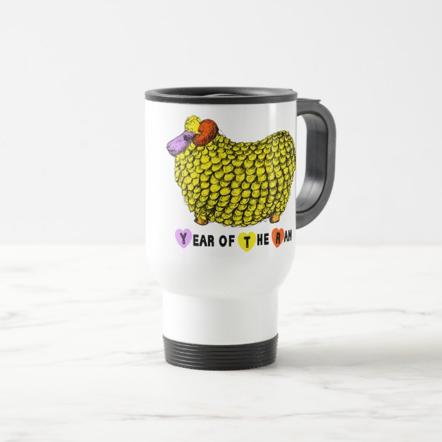 Funny Yellow Ram Chinese Year Zodiac Birthday TMug Reisebecher (VorderseiteRechts)