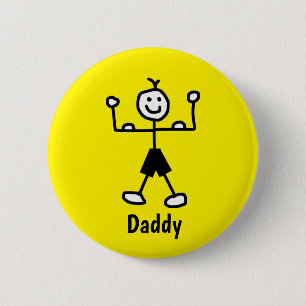 Funny Yellow Strong Man Daddy Cartoon Vatertag Button