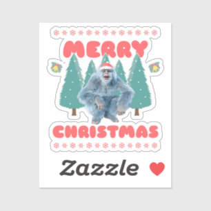 Funny Yeti - Frohe Weihnachten Aufkleber