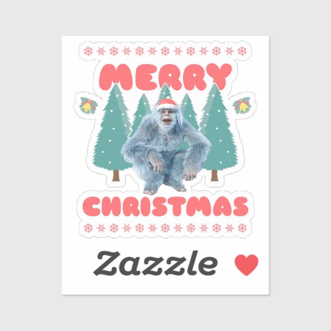 Funny Yeti - Frohe Weihnachten Aufkleber (Blatt)