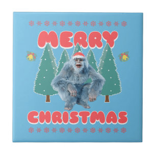 Funny Yeti - Frohe Weihnachten Fliese