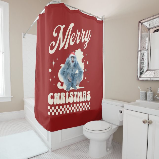 Funny Yeti - Merry Christmas Duschvorhang (Beispiel)