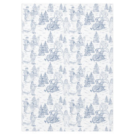 Funny Yeti Monsters Antikes Wintertoilmuster Tischdecke
